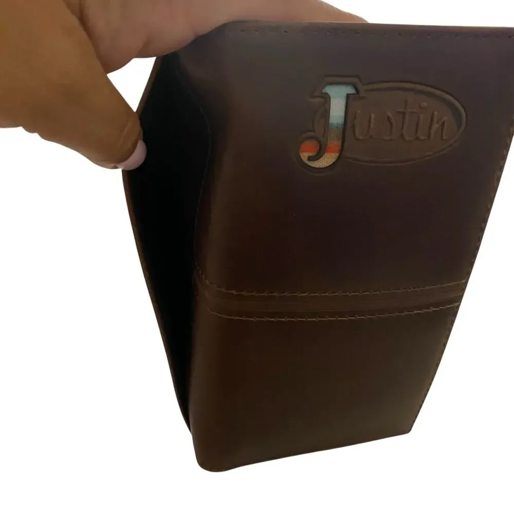 NWT Men’s Justin Rodeo Genuine Leather RFID Western Wallet Serape Logo 2122767W7